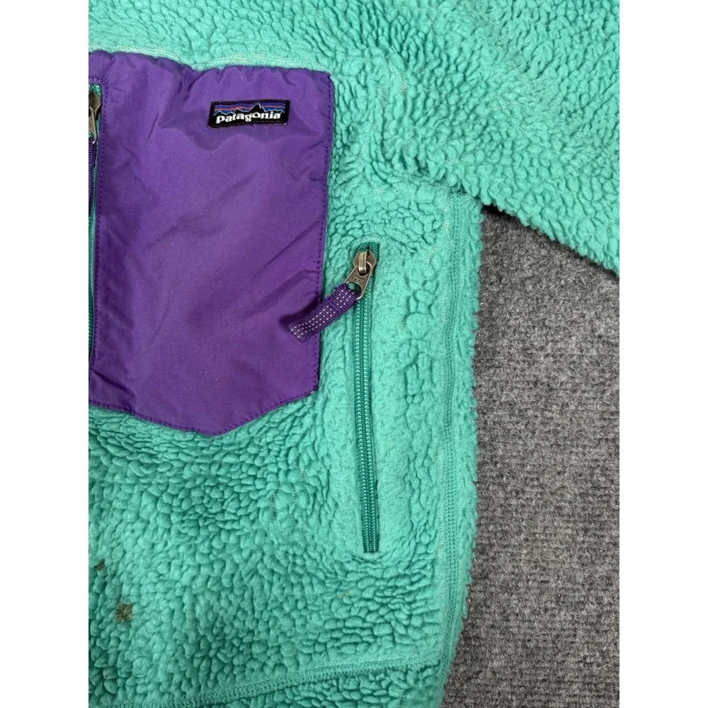 Vintage Patagonia Retro-X Deep Pile Fleece Jacket Girls Kids Sz M 10 Youth Teal